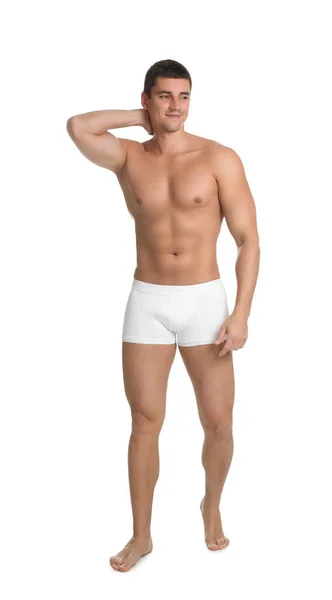 Hombre Con Cuerpo Sexy Sobre Fondo Blanco —  Fotos de Stock