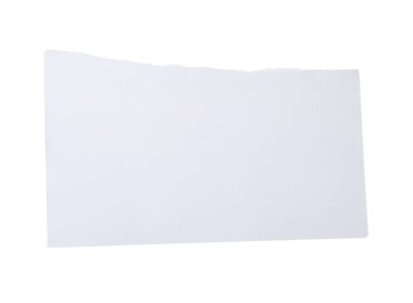 Beyaza izole edilmiş boş bir defter kağıdı parçası. Tasarım için boşluk