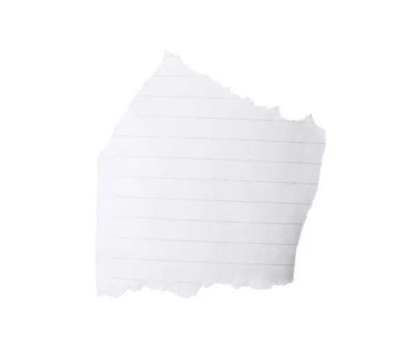 Stukje Blanco Schrijfpapier Geïsoleerd Wit Ruimte Voor Ontwerp — Stockfoto