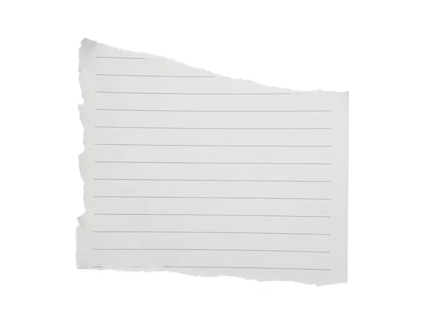 Pedazo Papel Cuaderno Blanco Aislado Blanco Espacio Para Diseño — Foto de Stock