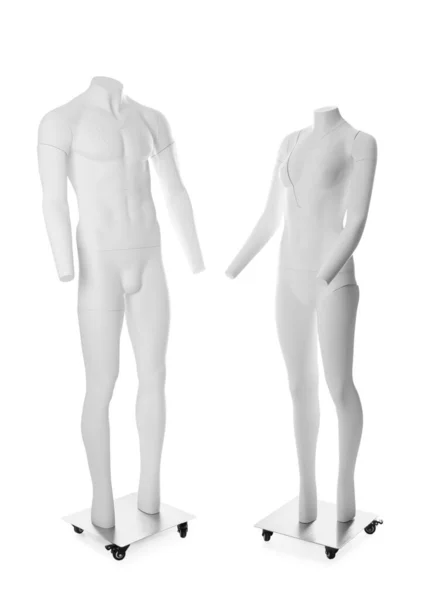 Man Vrouw Geest Headless Mannequins Met Verwijderbare Stukken Geïsoleerd Wit — Stockfoto