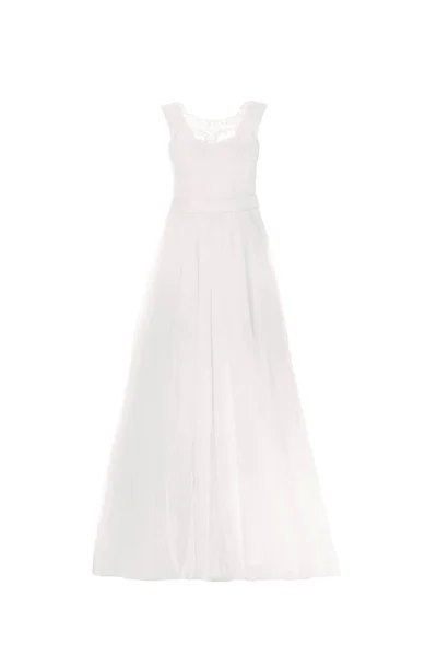 Элегантное Свадебное Платье Манекене Белом Фоне Одежда Заказ — стоковое фото