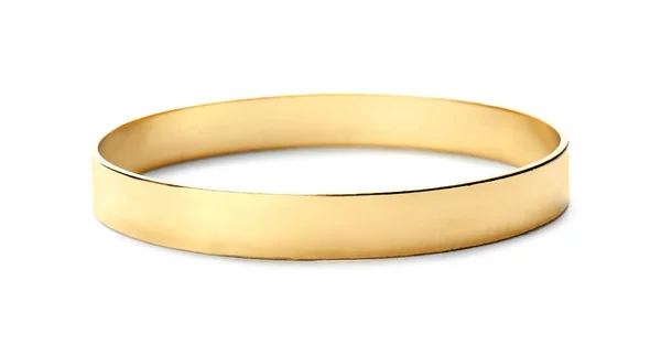 Stijlvolle Gouden Armband Geïsoleerd Wit Modieus Accessoire — Stockfoto
