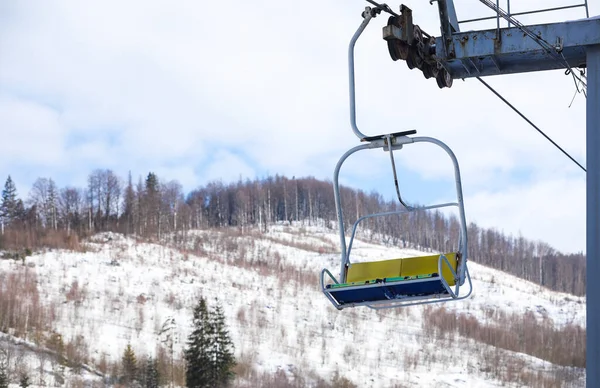 Elevador Cadeira Vazio Estância Esqui Montanha Férias Inverno — Fotografia de Stock