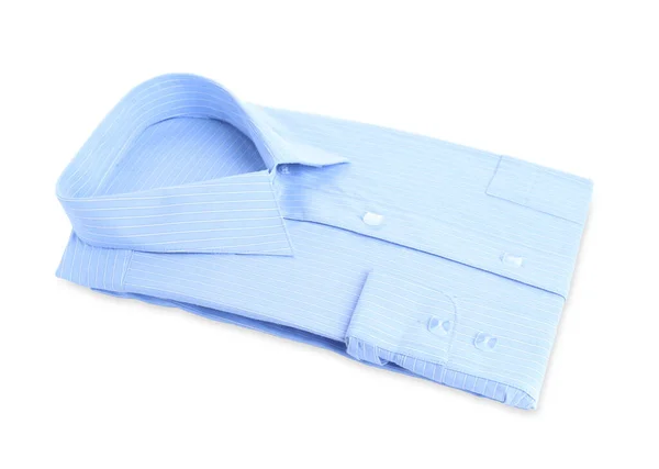 Elegante Camisa Azul Claro Aislado Blanco Servicio Limpieza Seco — Foto de Stock