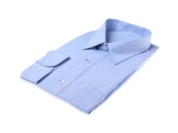 Snygg Ljusblå Skjorta Isolerad Vitt Kemtvättjänster — Stockfoto