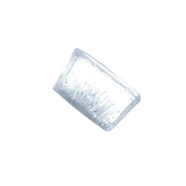 Кришталево Чистий Крижаний Куб Ізольований Білому — стокове фото