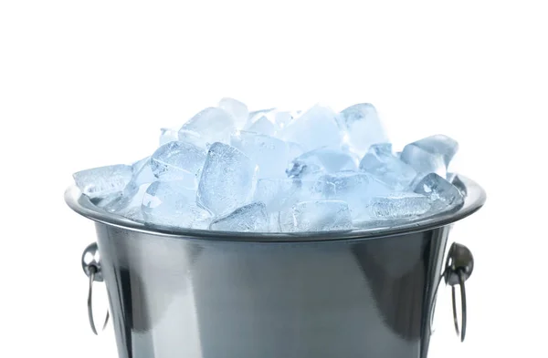 Ice Cubes Bucket Isolated White — Stock Photo, Image