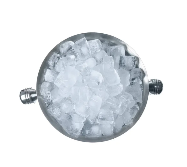 Ice Cubes Bucket Isolated White Top View — Stockfoto