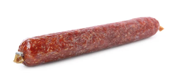 白い背景の上のおいしいソーセージ 肉製品 — ストック写真