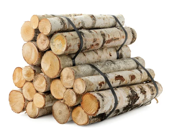 Brennholzbündel Isoliert Auf Weiß — Stockfoto