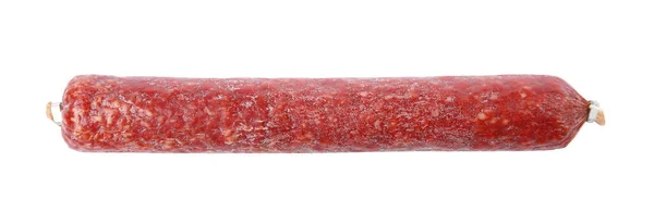 Вкусная Колбаса Белом Фоне Мясо — стоковое фото