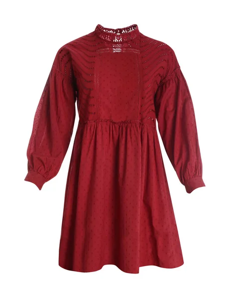 Элегантное Красное Платье Манекене Белом Фоне Женская Одежда — стоковое фото