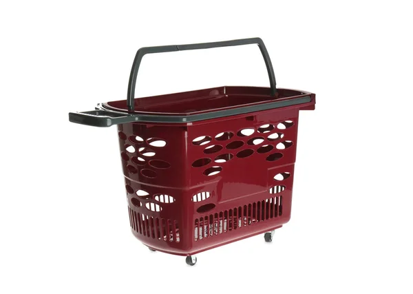 Red Empty Shopping Basket Isolated White — Stock Photo, Image