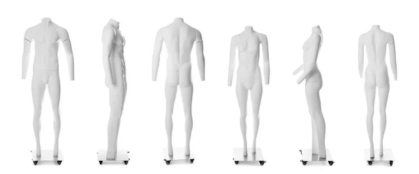 Set Ghost Headless Mannequins Removable Pieces White Background — Stock Photo, Image