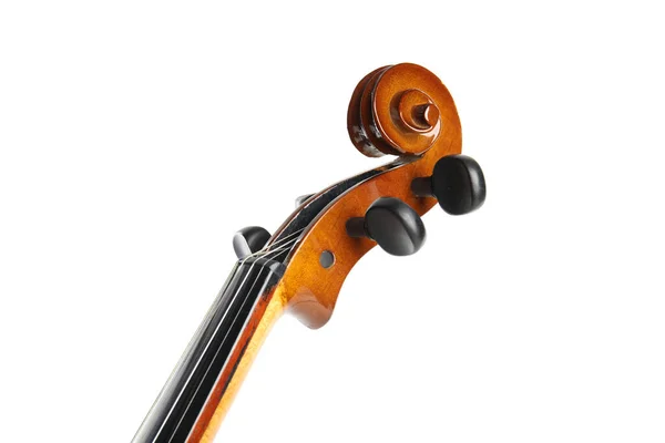 Belo Violino Clássico Isolado Branco Close Instrumento Musical — Fotografia de Stock