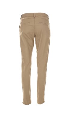 Stylish trousers on mannequin against white background, back view. Men's clothes clipart