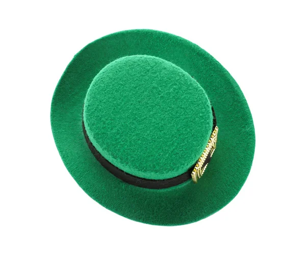 Cappello Leprecauno Verde Isolato Bianco Vista Dall Alto Festa San — Foto Stock