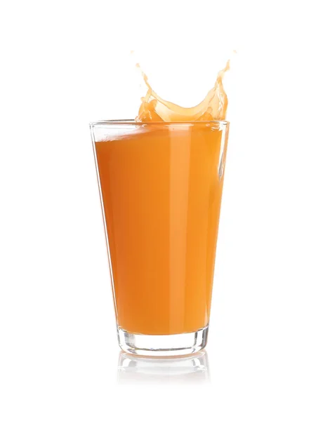 Juice Stänk Glas Isolerad Vitt — Stockfoto