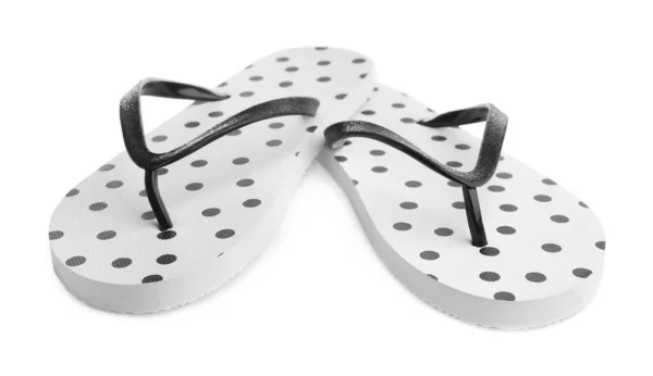 Pair Stylish Flip Flops Isolated White — Stock Photo, Image