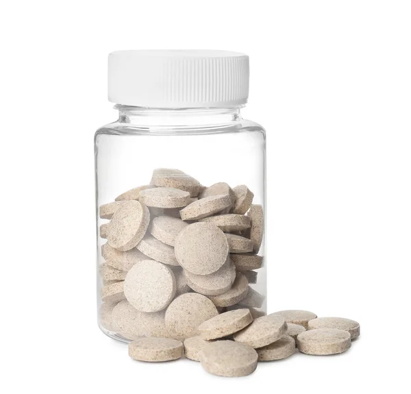 Bottle Vitamin Pills Isolated White — Stock Photo, Image