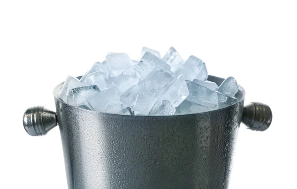 Eiswürfel Eimer Isoliert Auf Weiß — Stockfoto