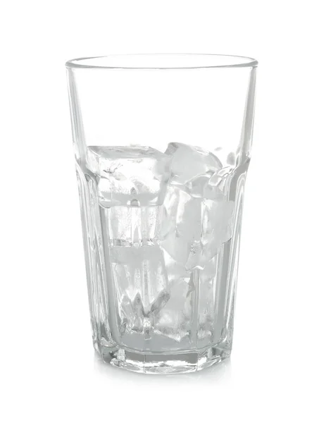 Cubes Glace Verre Isolé Sur Blanc — Photo