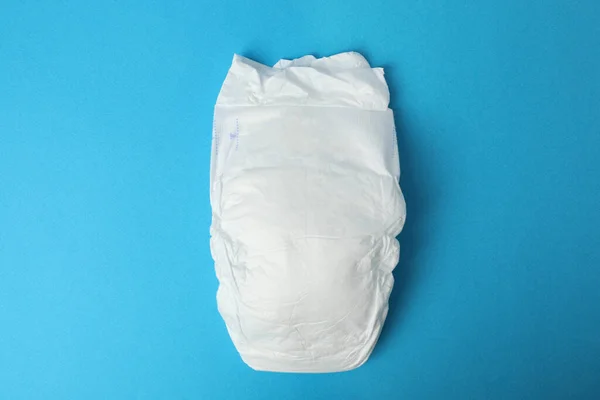 Baby Diaper Blue Background Top View — Stock Photo, Image