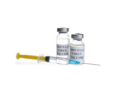 Suçiçeği aşısı beyaza izole edilmiş. Varicella virüs önleme