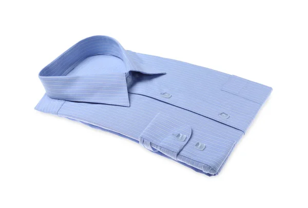 Snygg Ljusblå Skjorta Isolerad Vitt Kemtvättjänster — Stockfoto