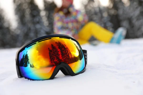 Elegantes Gafas Esquí Nieve Aire Libre Equipo Deporte Invierno —  Fotos de Stock