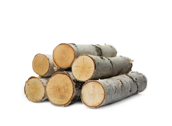 Pile Cut Firewood Isolated White — Stock Photo, Image