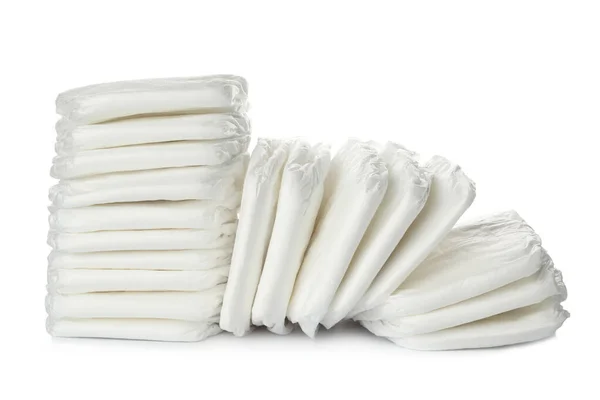 Montón Pañales Para Bebés Aislados Blanco — Foto de Stock