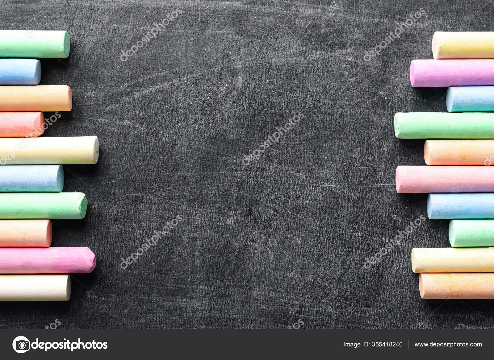 Pieces Color Chalk Blackboard Flat Lay Space Text Stock Photo by ©NewAfrica  355418240