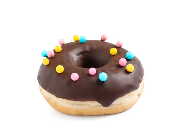 Süße Köstliche Glasierte Donut Auf Weißem Hintergrund — Stockfoto