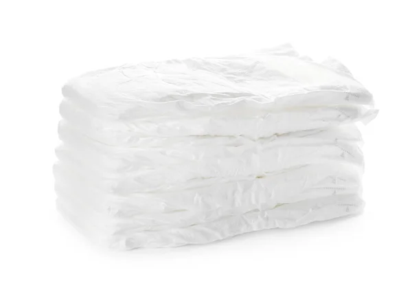 Stack Baby Diapers Isolated White — Stock Photo, Image