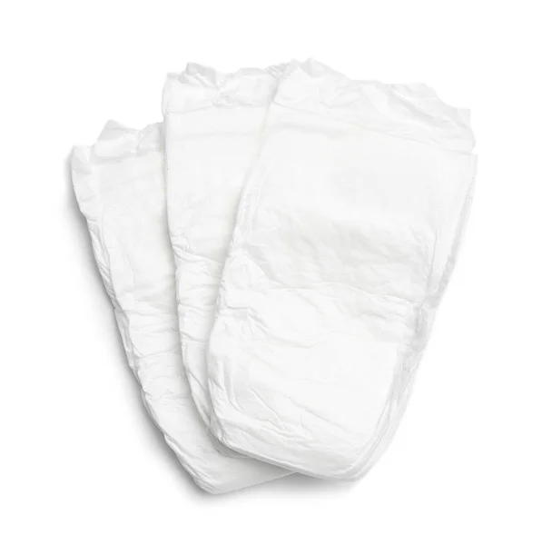 Baby Diapers Isolated White Top View — Stock Photo, Image