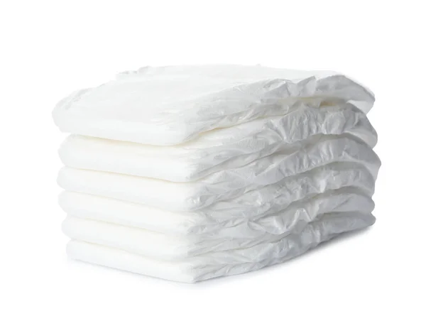 Stack Baby Diapers Isolated White — Stock Photo, Image