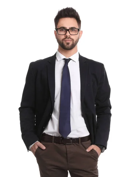 Portrait Young Businessman White Background — Stock Photo, Image