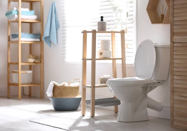 Tazón Baño Moderno Interior Del Baño Elegante — Foto de Stock