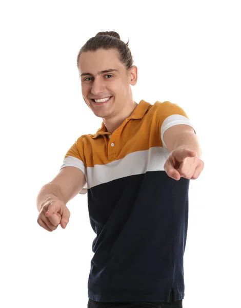 Retrato Joven Feliz Sobre Fondo Blanco —  Fotos de Stock