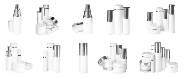 Sada Luxusních Kosmetických Výrobků Bílém Pozadí — Stock fotografie