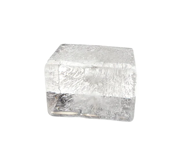 Cubo Hielo Cristalino Aislado Blanco — Foto de Stock