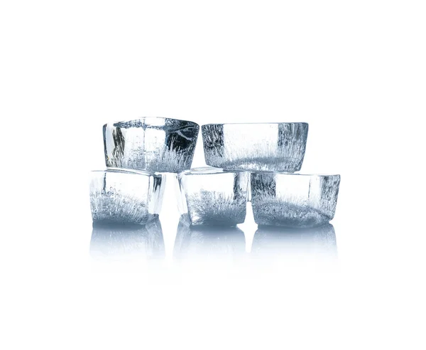 Crystal Clear Ice Cubes Isolated White — Stock Photo, Image