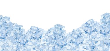 Beyaz arka planda kristal berraklığında buz küpleri seti