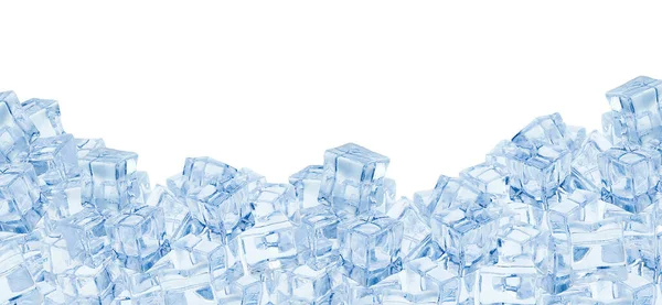 Conjunto Cubos Hielo Cristalino Sobre Fondo Blanco — Foto de Stock