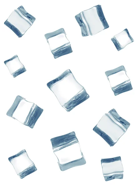 Set Van Kristal Heldere Ijsblokjes Witte Achtergrond — Stockfoto