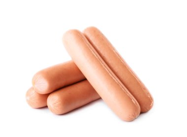 Beyaz zemin üzerine lezzetli sosis. Et ürün