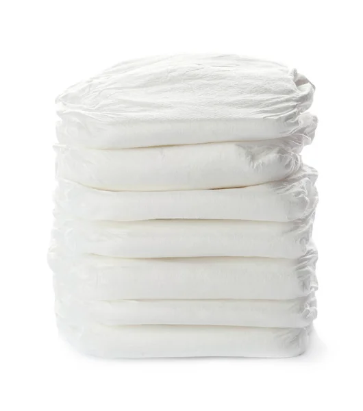Stack Baby Diapers Isolated White — Stock Photo, Image