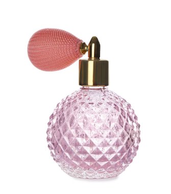 Beyaz üzerinde izole lüks parfüm şişe